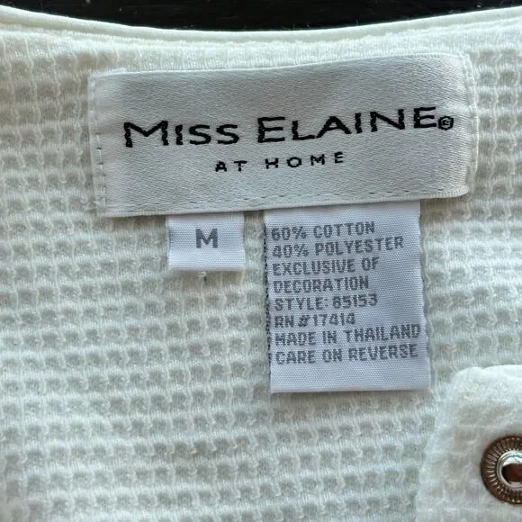 Miss Elaine Waffle Knit Button Snap Embroidered Medium Length Robe Size M - Picture 15 of 16